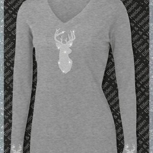 Shirt Damen Elfen & Helden Hirschkopf Langarm